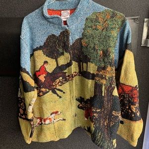 Horse hunt scene sweater